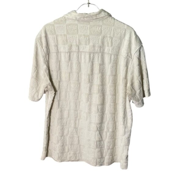 SMILEY x H&M Men’s Terry Cloth Button-Up Shirt – Size-L-–Embossed Smiley Face - Picture 3 of 9
